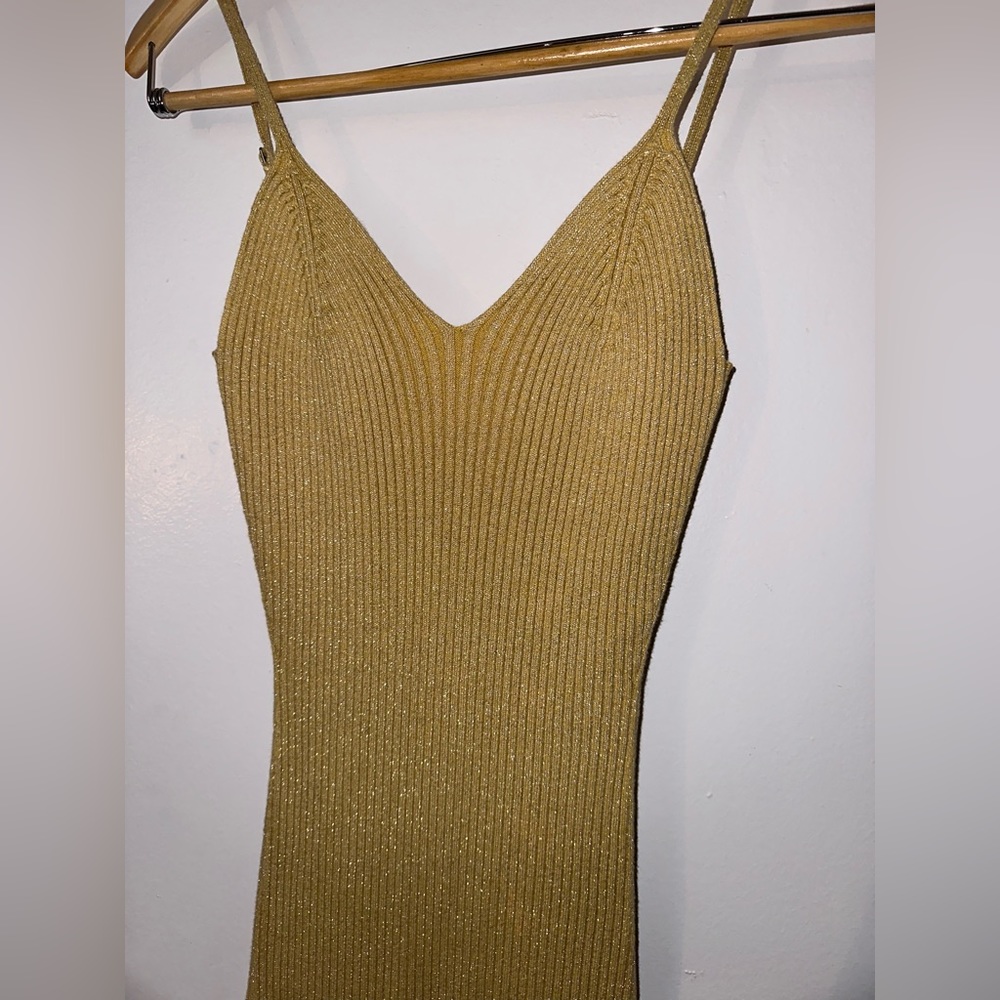 All Saints Metallic Rib Tank Dress - Gold - Picture 5 of 10